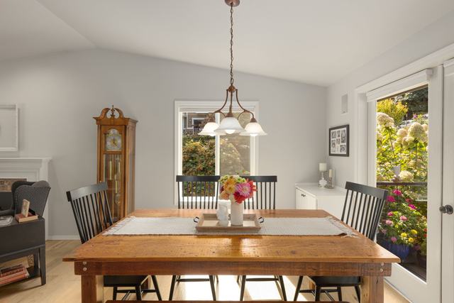 Dining room, French doors to the back deck