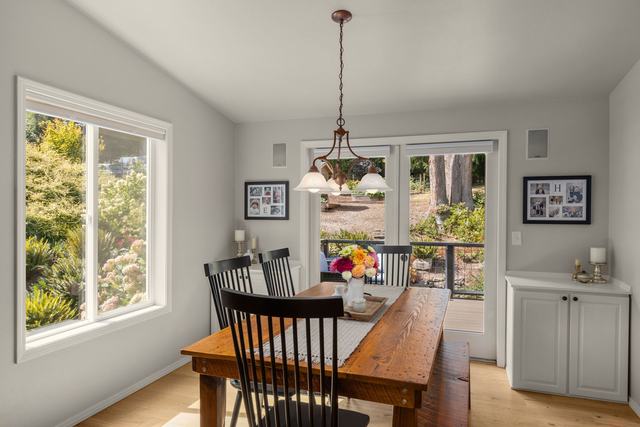 Dining room and the doors to the deck