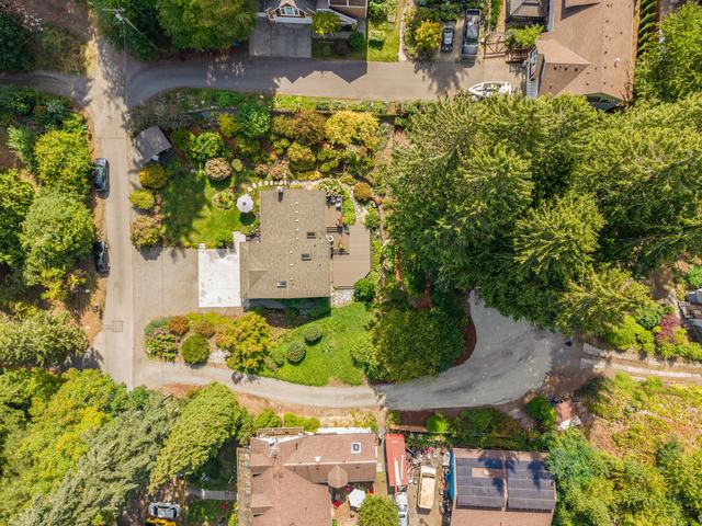 Overhead: the house, the deck and the half-acre lot